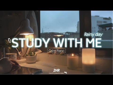 2-HOUR STUDY WITH ME | Calm Piano ️🎹 Rain sound🌧️, Background noises, Pomodoro 25-5