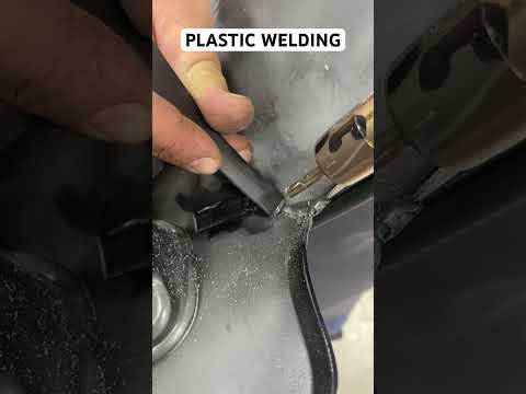 Plastic welding this crack on a bumper repair on this audi … #luxurycarrepair #plasticwelding