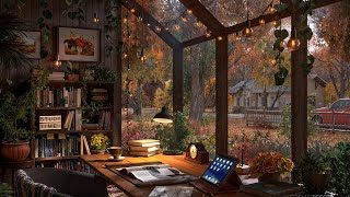 Glasshouse Study Room Cozy Autumn Ambience -  Rain Sounds for Study, Focus and Relaxation