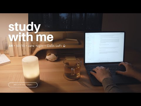 5-HOUR STUDY WITH ME AT NIGHT 🎵 Relaxing LoFi Music / Pomodoro 50/10 / at late night [Music ver.]