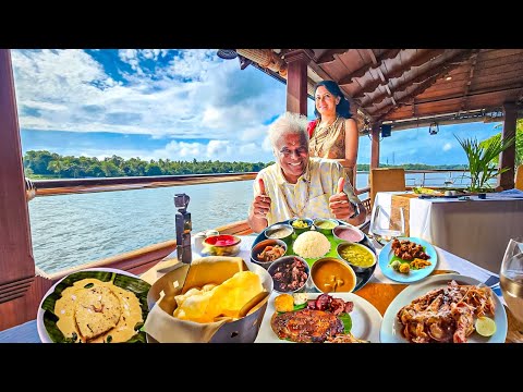 BEST SEAFOOD THALI you'll ever have on FLOATING RESTAURANT! 🦐🍤🤤| Raining Smiles in Kerala Ep-5