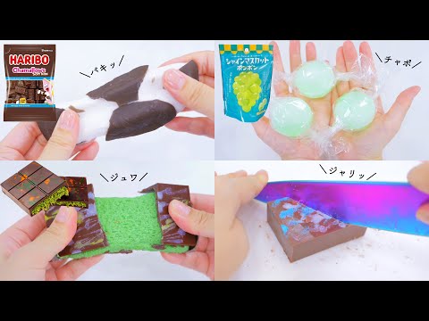 【ASMR】Representing popular foods on TikTok with slime　2024年作ったギリギリ食べられないかもしれない食べ物スライム