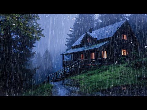 HEAVY RAIN at Night to Sleep Well and Beat Insomnia | Thunderstorm for Insomnia, Relax, Medition