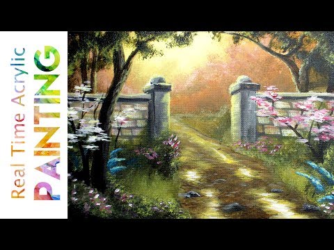 Painting a Summer Garden Pathway in Real Time with Acrylics!