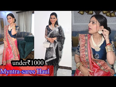 Myntra-saree Haul under budget-starting ₹1000 पहली बार की saree की shopping online