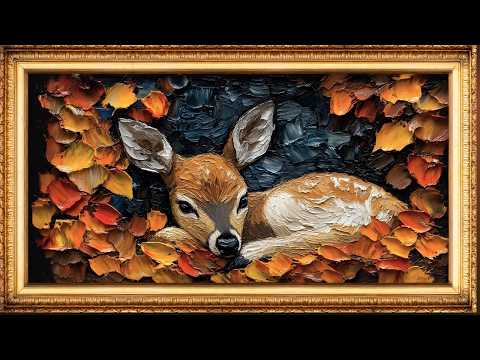 Autumn Fawn Resting | Art Framed Screensaver | Art for Your TV | 4K 🍁🍁🍁 🍂