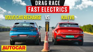 Drag Race: Volvo C40 Recharge vs Kia EV6 - Family EVs battle it out | @autocarindia1