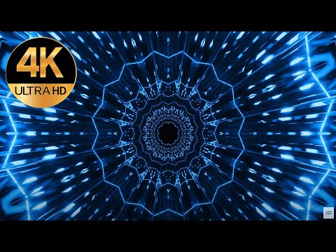 6 hour Tv 4k Sci-fi lights Blue Metallic color Relaxing Abstract Background Tunnel Video screensaver