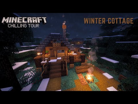 🏠 cozy winter cottage house in snow rain 🌨️ [Minecraft Chilling Tour]