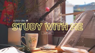 3-HOUR STUDY WITH ME | Relaxing Lo-Fi | Pomodoro 50/10 | Sunny Day - Spring 2024 🌸