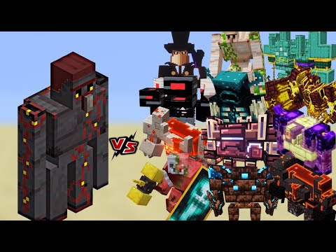 Minecraft: All Bosses vs 2X Netherite Golems – Ultimate Battle!