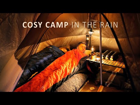 Cosy Camping in Rain, Sun and Wind [ Relax, Eat, Sleep in Tipi Tent, ASMR ]