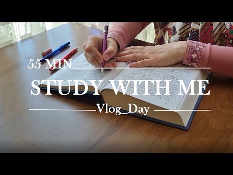 STUDY WITH ME 📖✏️| 55 MIN/ No Music/Background Noise/ study vlog