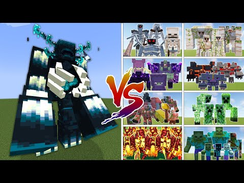 Mutant Warden Vs All Team Mob - Minecraft Mob Battle