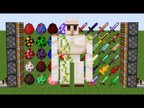 x77 iron golems and all swords and eggs combined