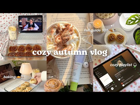 cozy fall vlog 🍂🕯️☕️ ultimate fall guide, baking cinnamon rolls, reading outside, comfort movies