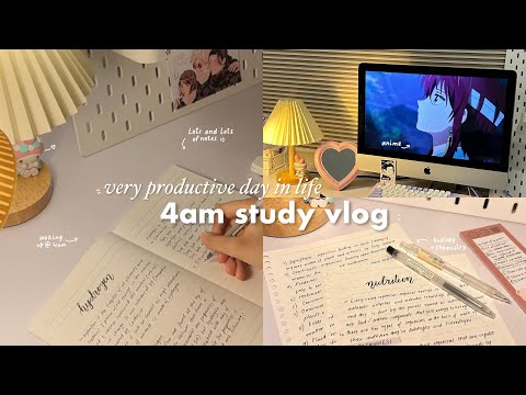 4am productive study vlog 📝🧸waking up early, lots of revision, notes, Japanese snacks and more