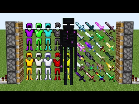 x40 endermans + all armors and all swords combined in minecraft