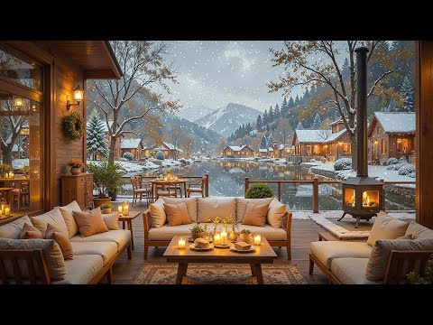 Cozy Lakeside Coffee Shop at Spring Scenery ❄ Soothing Jazz Playlist for Study, Work