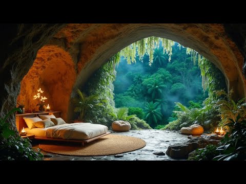 Relaxing Rain in a Cozy Candle-Lit Cave 🌧️🕯️ | Tranquil Rainforest Ambience for Sleep & Relaxation