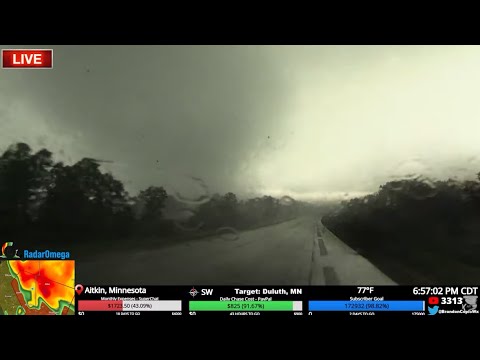 Aitkin, MN Close Range Tornado - Live Stream Archive