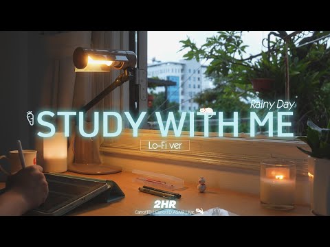 2-HOUR STUDY WITH ME | Relaxing Lo-Fi | Rain sound🌧️, Background noises | Pomodoro 50-10 | Sunset