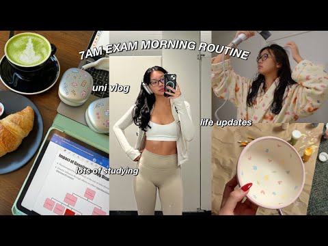 uni vlog: productive 7am exam morning routine, NEW hair care routine, internship & life updates 🧃