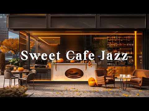 Calm Autumn Jazz Music to Unwind 🍂 Coffee Shop Outside The Park and Peaceful Falling Leaves