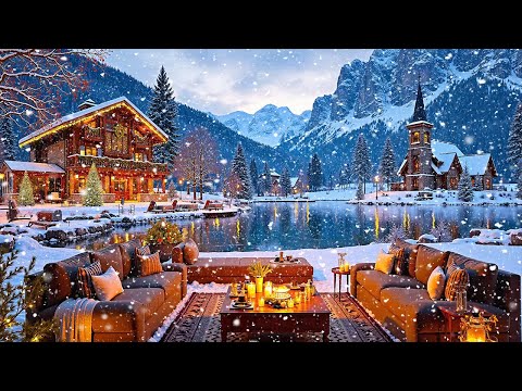 December Jazz Piano Music in Cozy Coffee Porch Lakeside - Perfect for a Relaxing Day