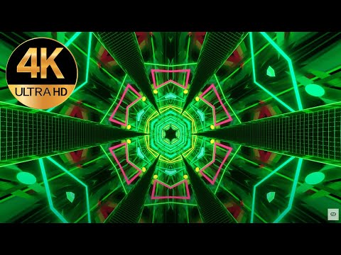 5 hour 4k VJ loop Metallic Green color Relaxing Tunnel background Abstract neon screensaver