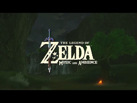 peaceful rainy day vibes... relaxing video game Zelda Music mix w/ fire & rainning sounds