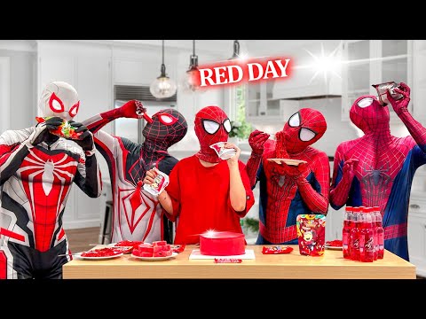 PRO 5 SUPERHERO TEAM || Hey ALL Spider-Man , Today is RED COLOR DAY !!! ( Funny Action Real Life )