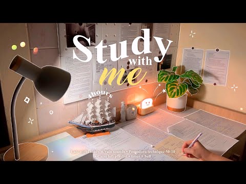 4-HOUR⛵️Late Night Study With Me • Fire Crackling🕯️+ Lofi bgm • Pomodoro 50-10 • Day179🍞