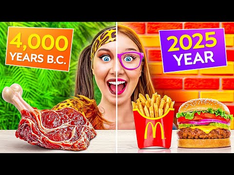 EATING 100 YEARS OF FAST FOOD! Amazing Food Tricks & Hacks by 123 GO! FOOD