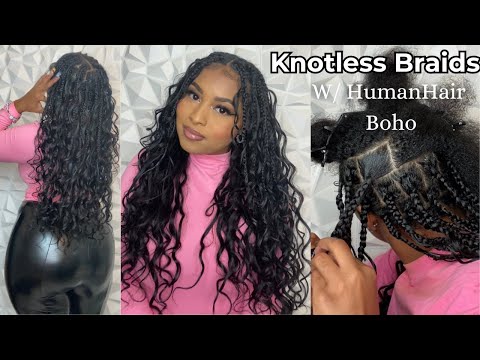 The BEST Human Hair for Boho Knotless Braids Ft YWigs | Step by Step DIY Hairstyle Beginner Friendly