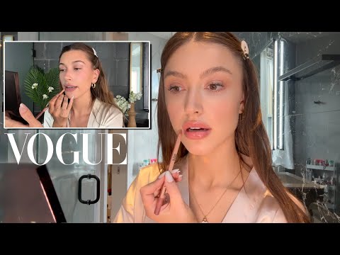 Following Hailey Bieber's Vogue Makeup Routine...