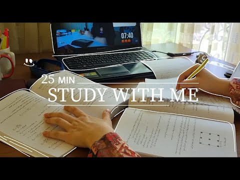 25 MIN_ STUDY WITH ME 🌻| NO MUSIC |BACKGROUND NOISE☘️