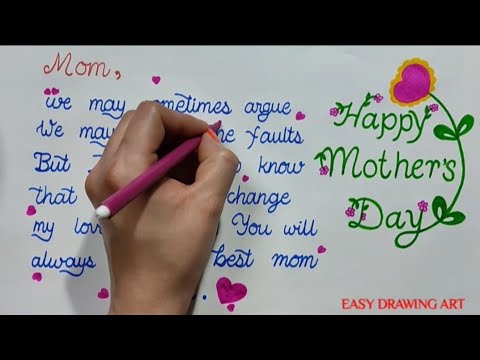 how to write mother's day thought in english calligraphy || how to make mother's day greeting card