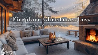 Fireplace Christmas Jazz In Lakeside | Cozy Outdoor Coffee Shop Ambience And Warm Fireplace To Relax