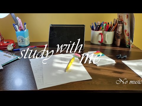 STUDY WITH ME FOR 1HOUR|NO MUSIC |BACKGROUND NOISE |AT HOME 🏡