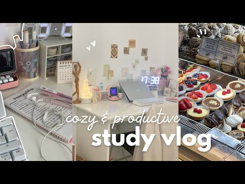 Study vlog 🍰 cozy & productive days, note taking, cafés, shopping, skincare, good food, etc.