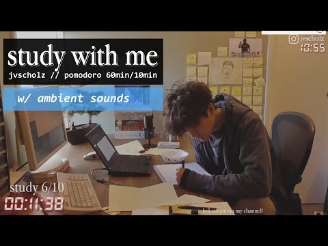 [ambient sounds] study with me live pomodoro 60min(1 hour)/10min