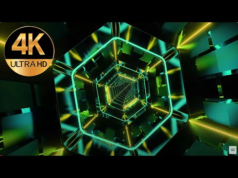 7 hour Tv 4k Green color Hexagon Mind Relaxing No Sound Abstract Background Tunnel Video screensaver