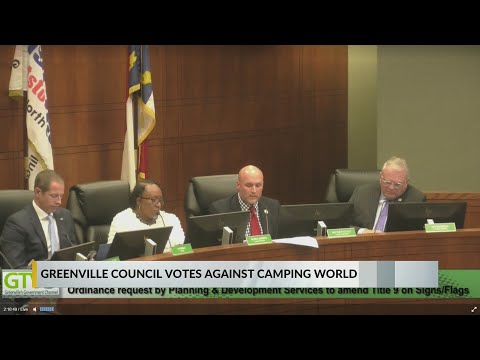 Greenville City Council votes against Camping World flag amendment during meeting