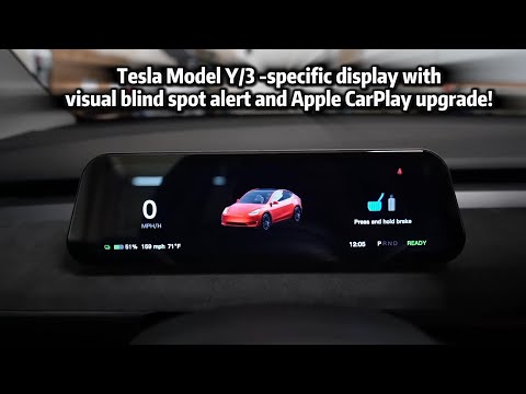 TESLASY Model Y/3 9.6-inch CarPlay display with visual blind spot alert upgrade!#tesla