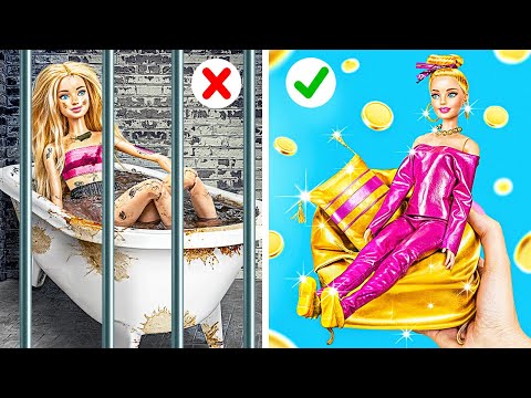 EPIC BARBIE GLOW-UP 🌟💖 DIY Makeover Magic! Poor vs. Rich Transformation by 123 GO FOOD