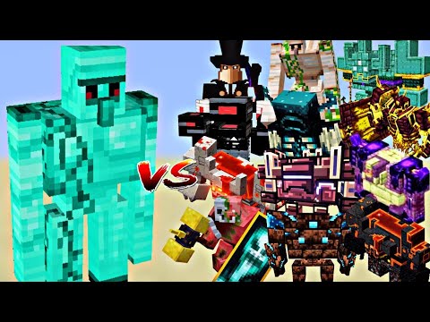 Minecraft: All Bosses vs 3X Diamond Golems – Ultimate Battle!