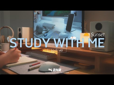 2-HOUR STUDY WITH ME | New Room at Sunset | Relaxing Lo-Fi | Pomodoro 50/10 🌆