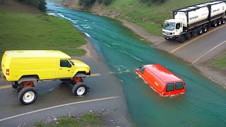 Cars vs Fast Flowing River EXTREME Challenge in BeamNG Drive