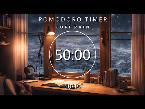 2-Hour Study With Me | 50/10 Pomodoro Timer | Focus Study and Working | Relaxing Lofi Rain